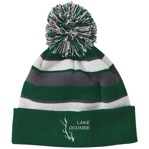 Image of Lake Oconee Striped Beanie with Pom