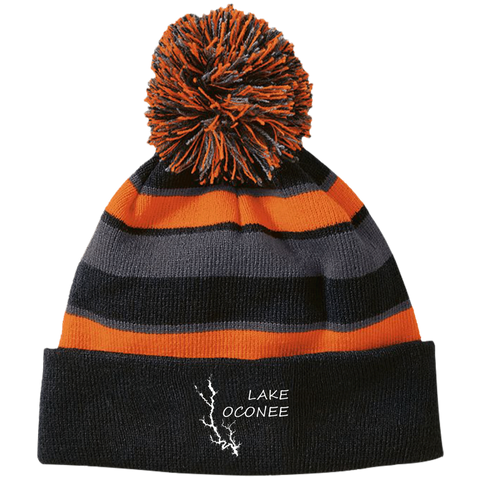 Image of Lake Oconee Striped Beanie with Pom