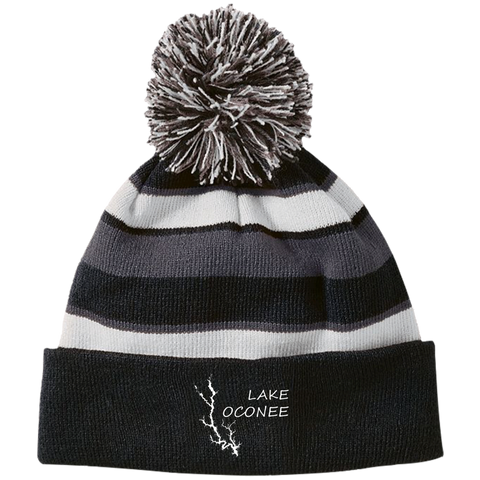 Image of Lake Oconee Striped Beanie with Pom