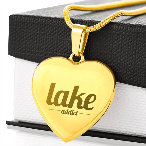 Image of Lake Addict 18K Gold-Plated Heart Engraved Necklace