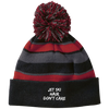 Jet Ski Hair Striped Beanie with Pom