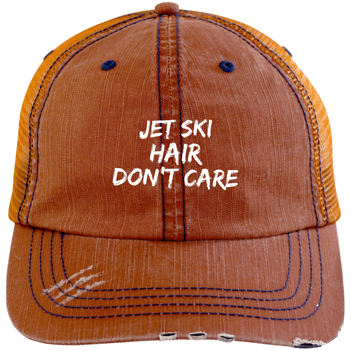 Jet Ski Hair Distressed Unstructured Trucker Cap