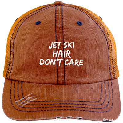 Jet Ski Hair Distressed Unstructured Trucker Cap