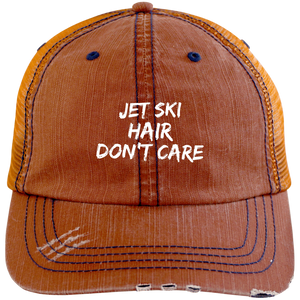 Jet Ski Hair Distressed Unstructured Trucker Cap