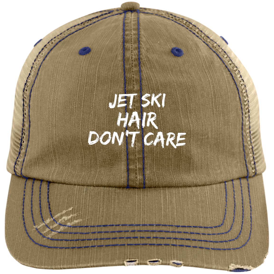 Jet Ski Hair Distressed Unstructured Trucker Cap