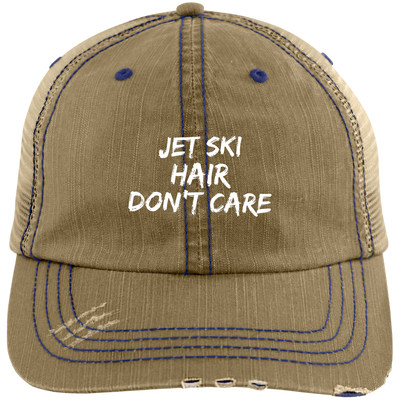 Jet Ski Hair Distressed Unstructured Trucker Cap