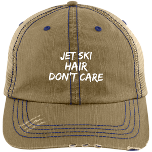 Jet Ski Hair Distressed Unstructured Trucker Cap