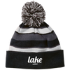 Lake Addict Striped Beanie with Pom