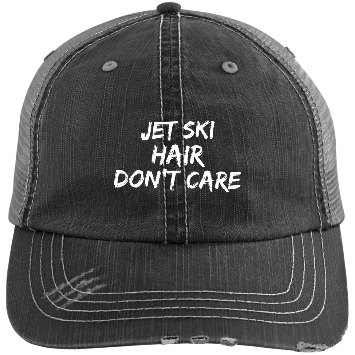 Jet Ski Hair Distressed Unstructured Trucker Cap