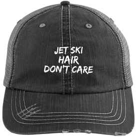 Jet Ski Hair Distressed Unstructured Trucker Cap