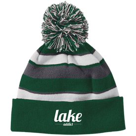 Lake Addict Striped Beanie with Pom