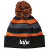 Lake Addict Striped Beanie with Pom