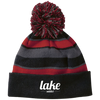 Lake Addict Striped Beanie with Pom