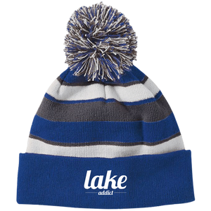 Lake Addict Striped Beanie with Pom