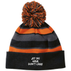 Jet Ski Hair Striped Beanie with Pom