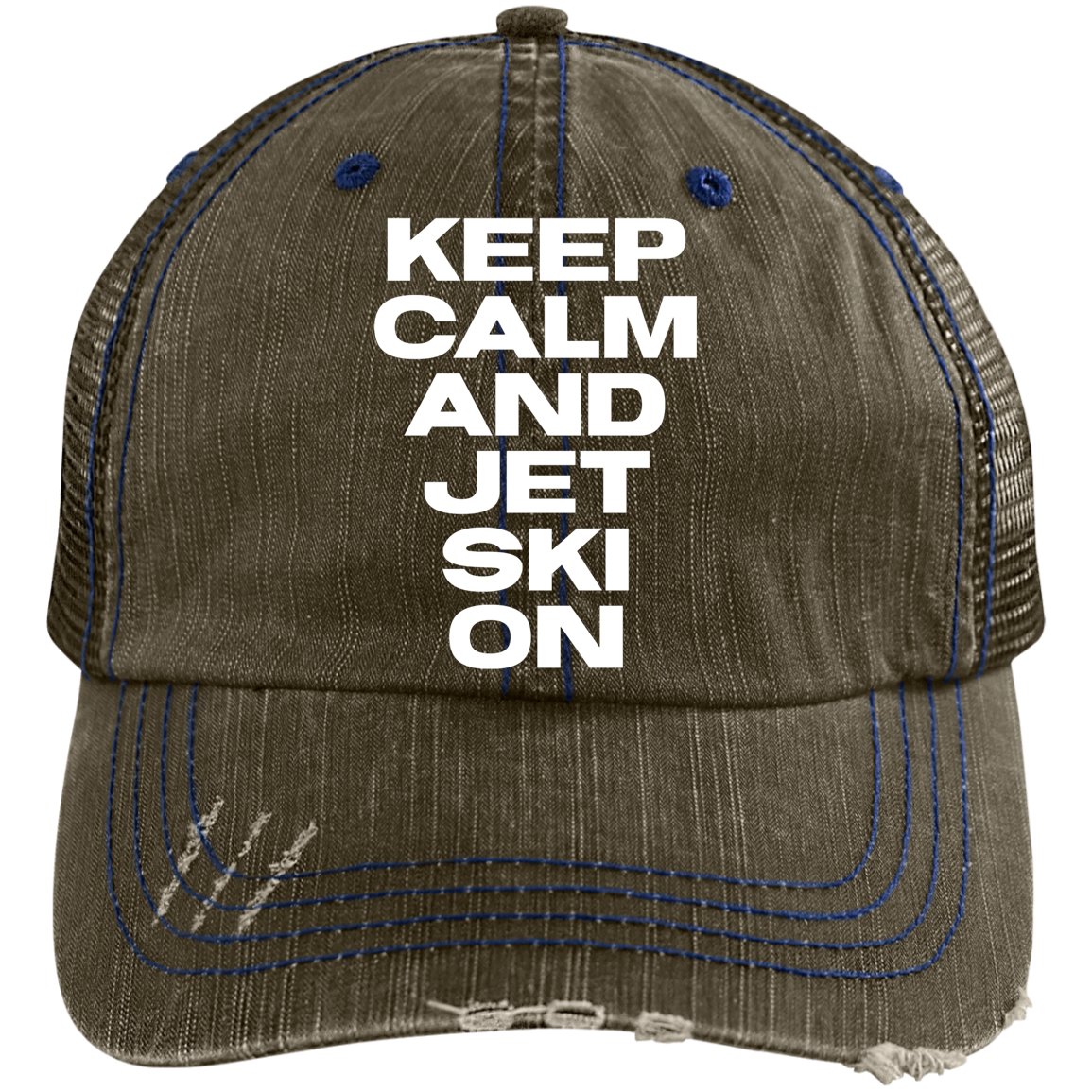 Keep Calm Distressed Unstructured Trucker Cap