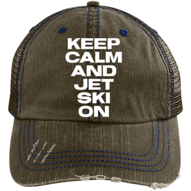 Keep Calm Distressed Unstructured Trucker Cap