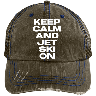 Keep Calm Distressed Unstructured Trucker Cap