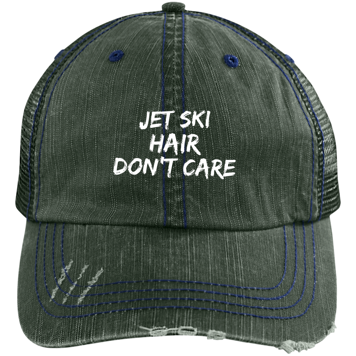 Jet Ski Hair Distressed Unstructured Trucker Cap
