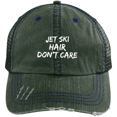 Jet Ski Hair Distressed Unstructured Trucker Cap