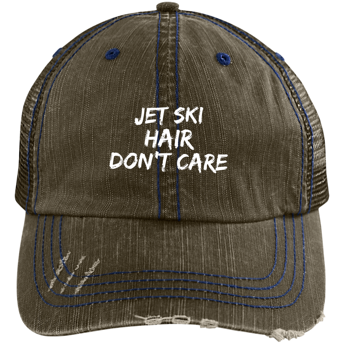 Jet Ski Hair Distressed Unstructured Trucker Cap