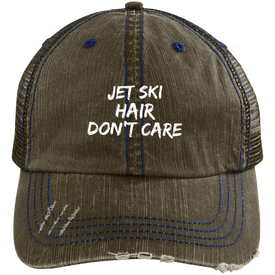 Jet Ski Hair Distressed Unstructured Trucker Cap