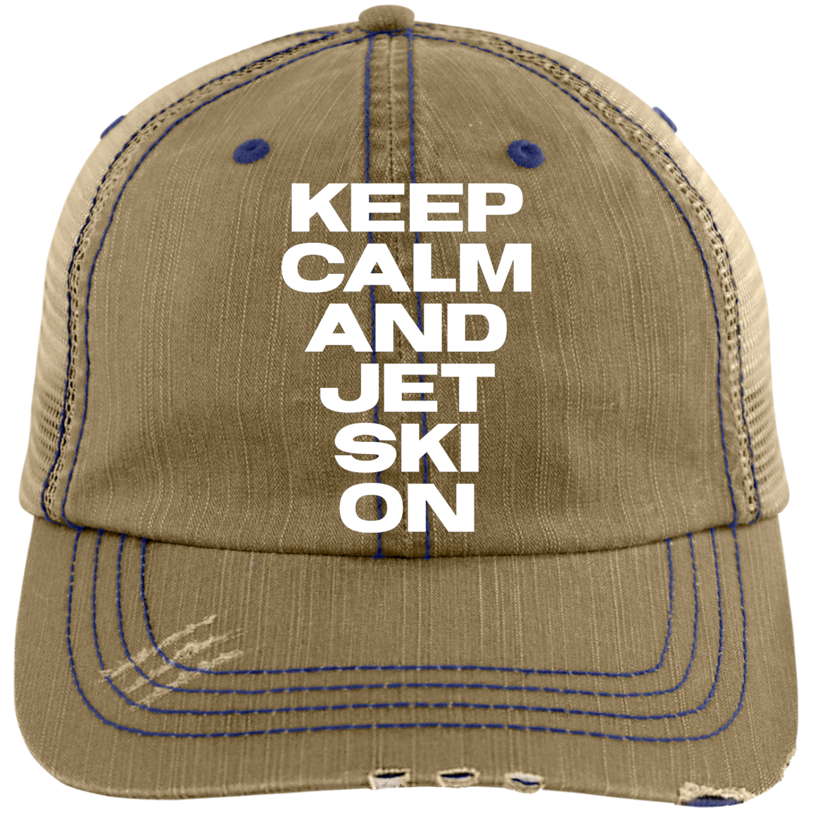 Keep Calm Distressed Unstructured Trucker Cap