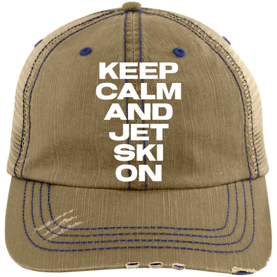 Keep Calm Distressed Unstructured Trucker Cap