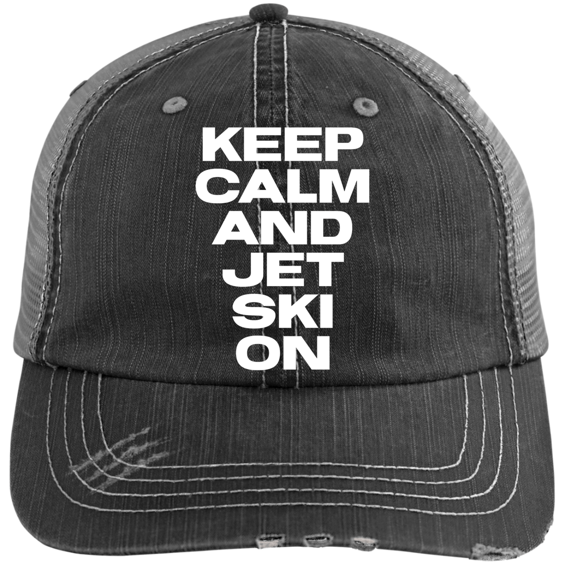 Keep Calm Distressed Unstructured Trucker Cap