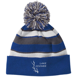Lake Oconee Striped Beanie with Pom