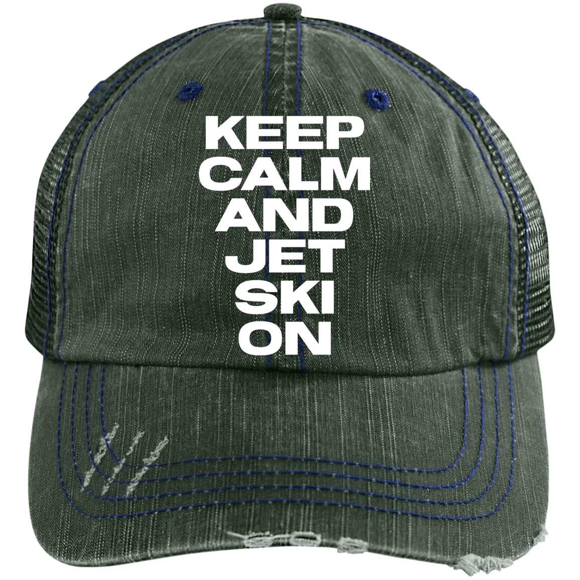 Keep Calm Distressed Unstructured Trucker Cap