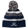 Jet Ski Hair Striped Beanie with Pom