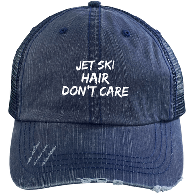 Jet Ski Hair Distressed Unstructured Trucker Cap